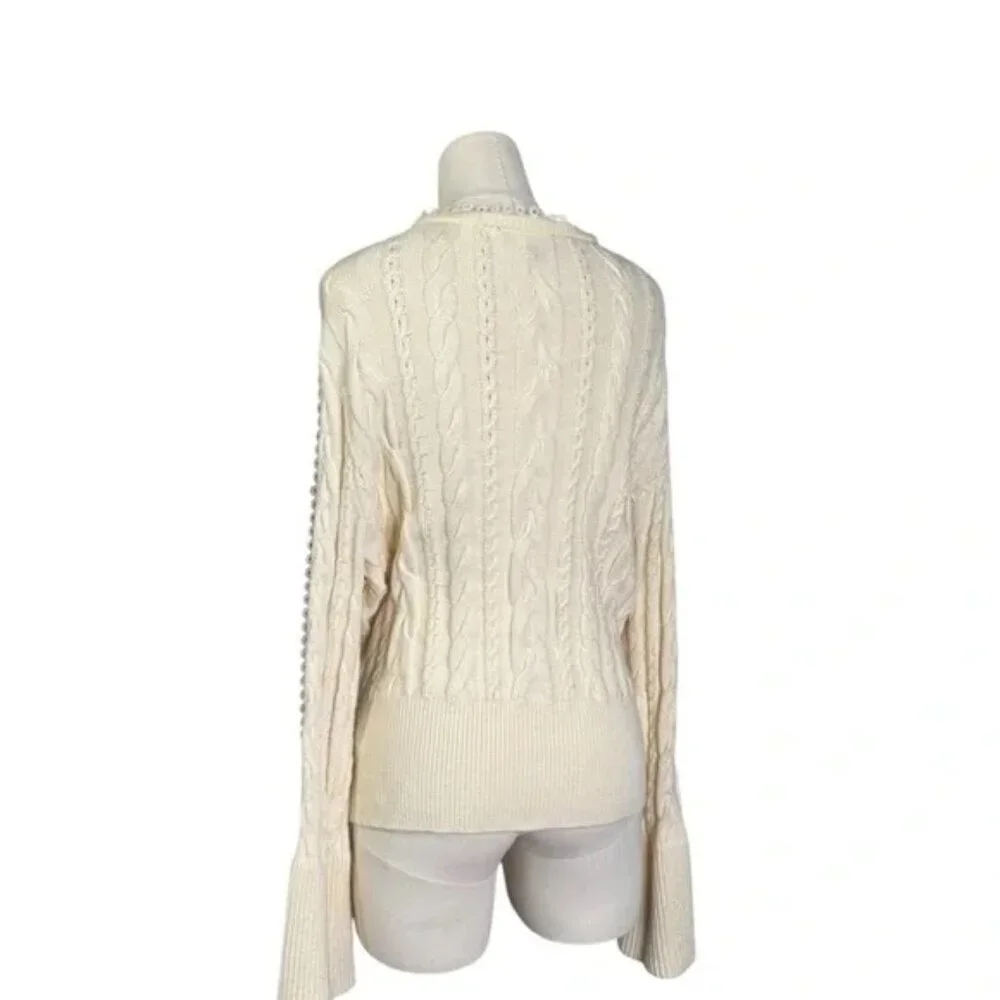 EXPRESS - Cable Knot Long sleeve cream Sweater - Size Small - Picture 5 of 6